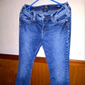 A Pair Blue Denim Suki Mid Boot Size 30W 31L from the Silve Jean Co